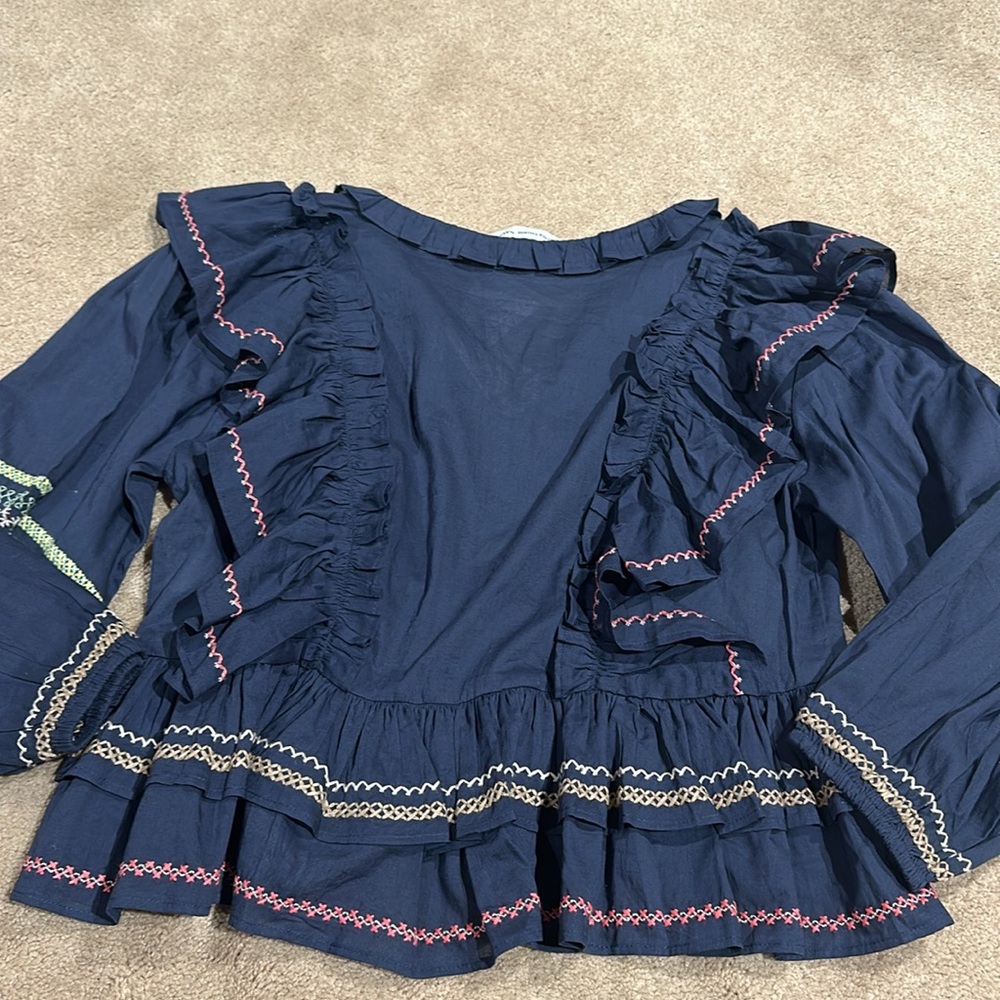 Navy Ruffled Top and Shorts Set - Picture 11 of 11